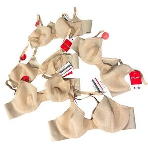 Lot of 5 SPANX SheerFlex Fit to You Bras Sz Large Cups A-C Champagne Beige NWT